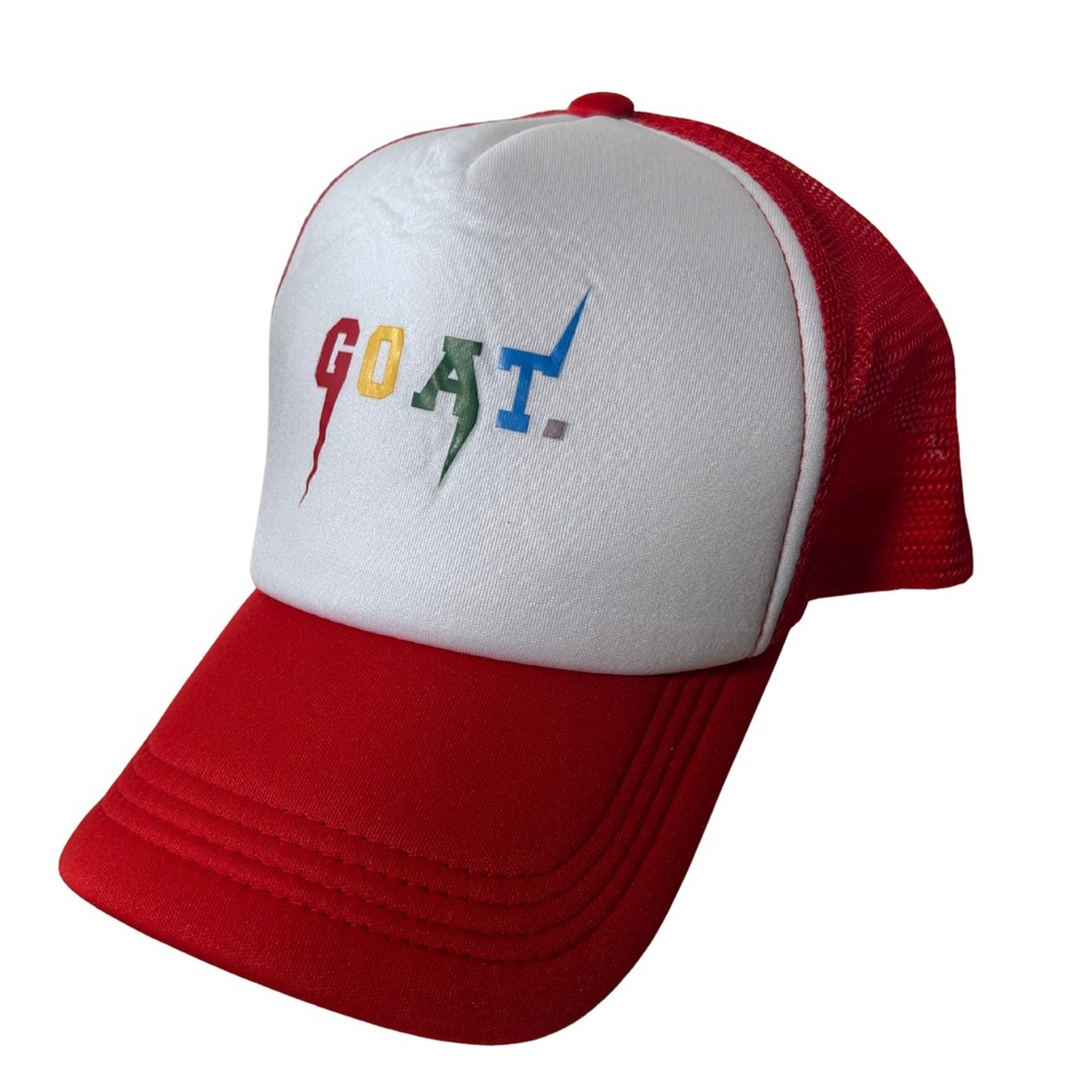 Red and White GOAT Trucker Hat
